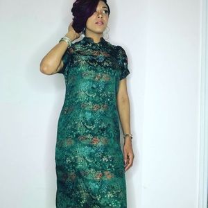 Oriental inspired green dress